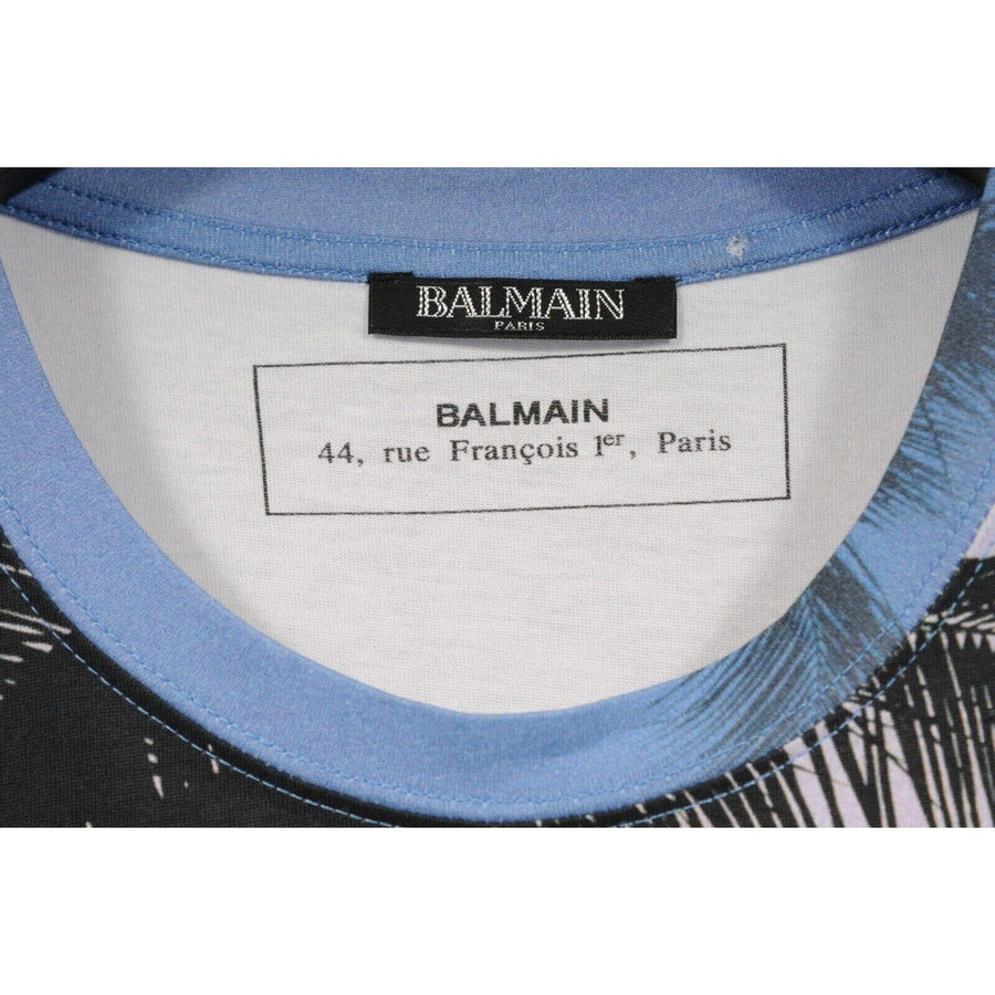 Balmain Mens Sunset Palm Coin Logo T Shirt Size Large Ombre Pink Blue Cotton BALMAIN 