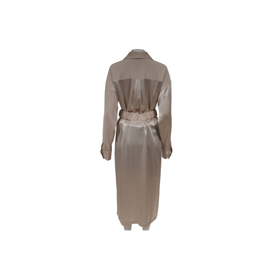 beige check pocket detail long sleeve shirt dress CO Essentials Collection Belted Pocket Shirt Dress Large Champagne Beige –  THE-ECHELON