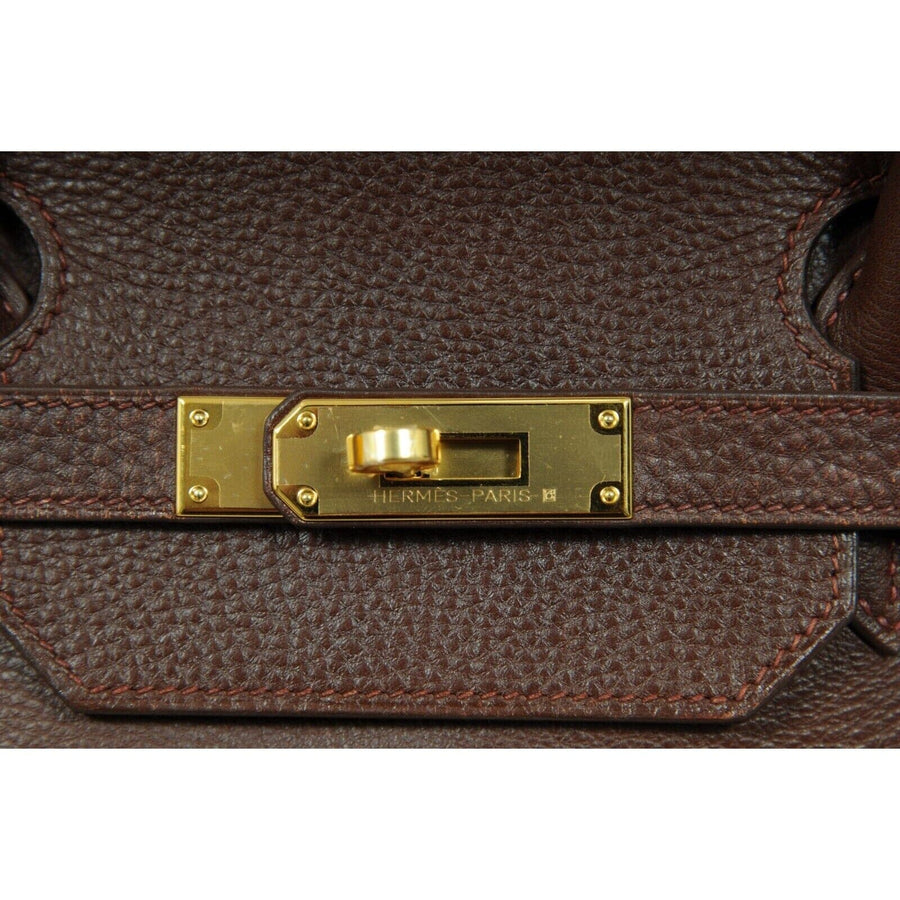 Birkin Bag 40 Rouge H VEAU Togo Leather Gold Hardware Vintage 1985 Travel Handbag HERMÈS 