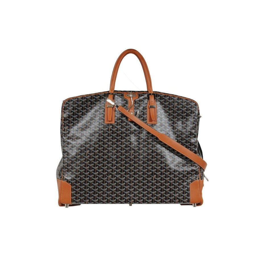 Black Brown Leather Porte Habit Garment Travel Bag GOYARD 