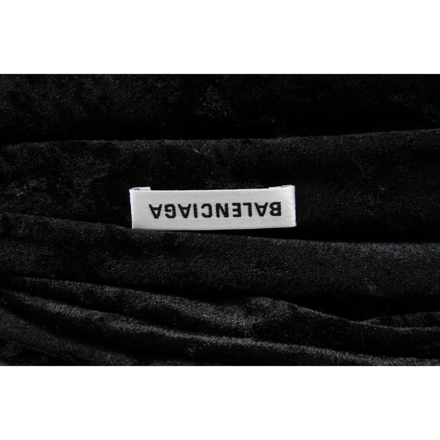 Balenciaga Crushed Velvet Tie Back Off Shoulder Wrap Mini Dress FR38 US10 Black THE-ECHELON Balenciaga Crushed Velvet Tie Back Off Shoulder Wrap Mini Dress FR38 US10 Black THE-ECHELON