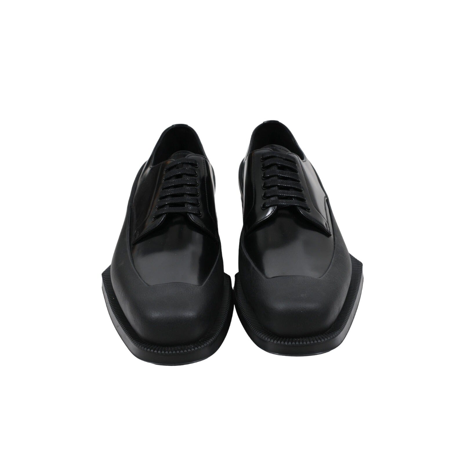 Prada Mens Rubber Dipped Oxfords Black Leather Lace Up Derby  display picture 1