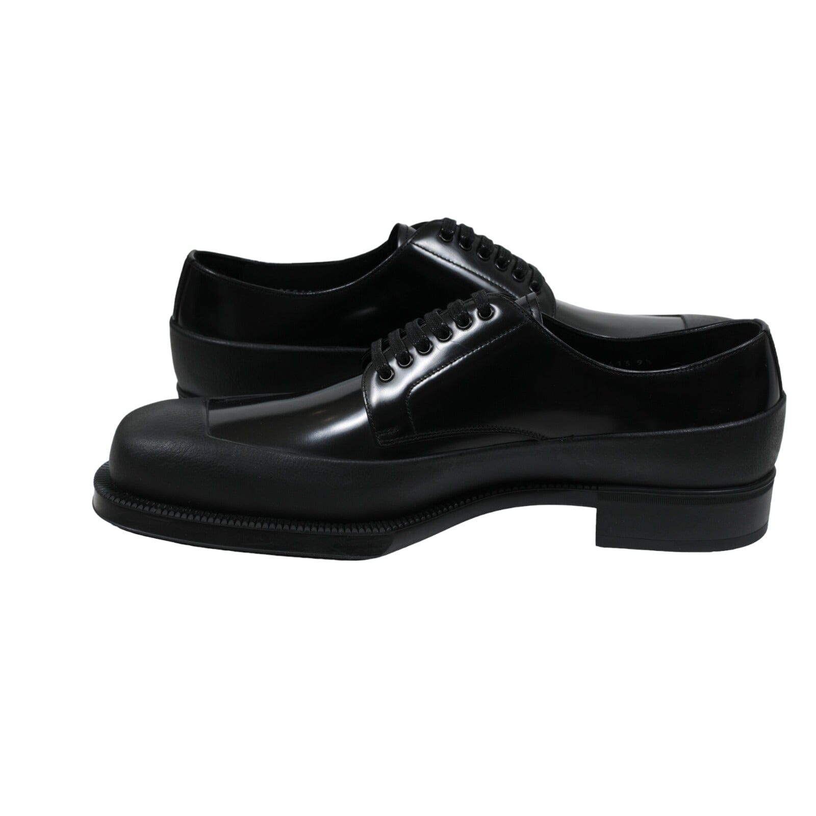 Prada Mens Rubber Dipped Oxfords Black Leather Lace Up Derby  display picture 2