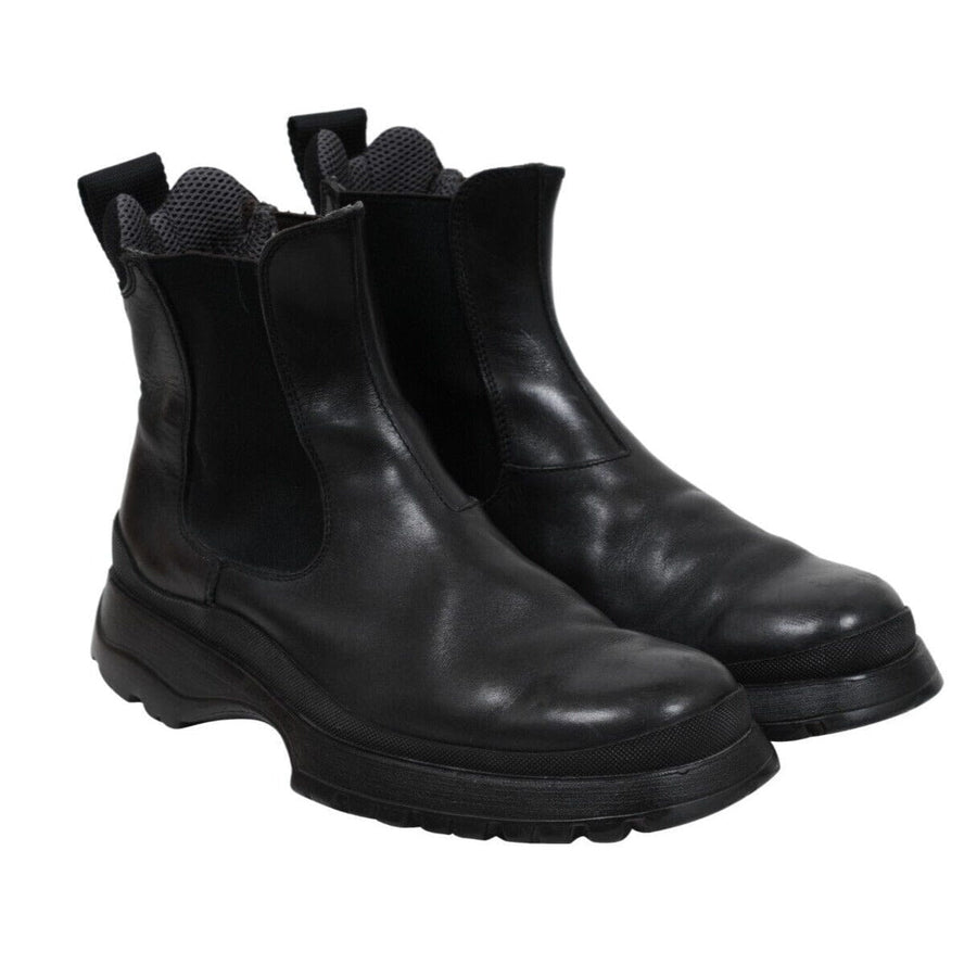 Black Leather Vibram Brixxen Chelsea Boots Vintage Prada 