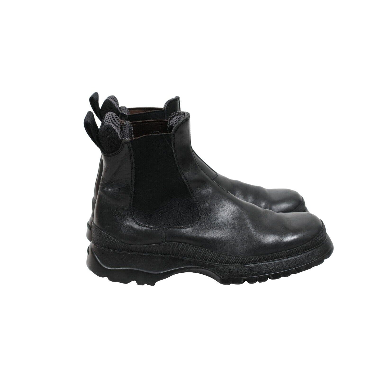 Prada Men Brixxen Chelsea Boots UK 8 US 9 Black Leather Mid Rubber Made in Italy Prada Brixxen Chelsea Boots UK8 US9 Black Leather Mid Top  main image 3