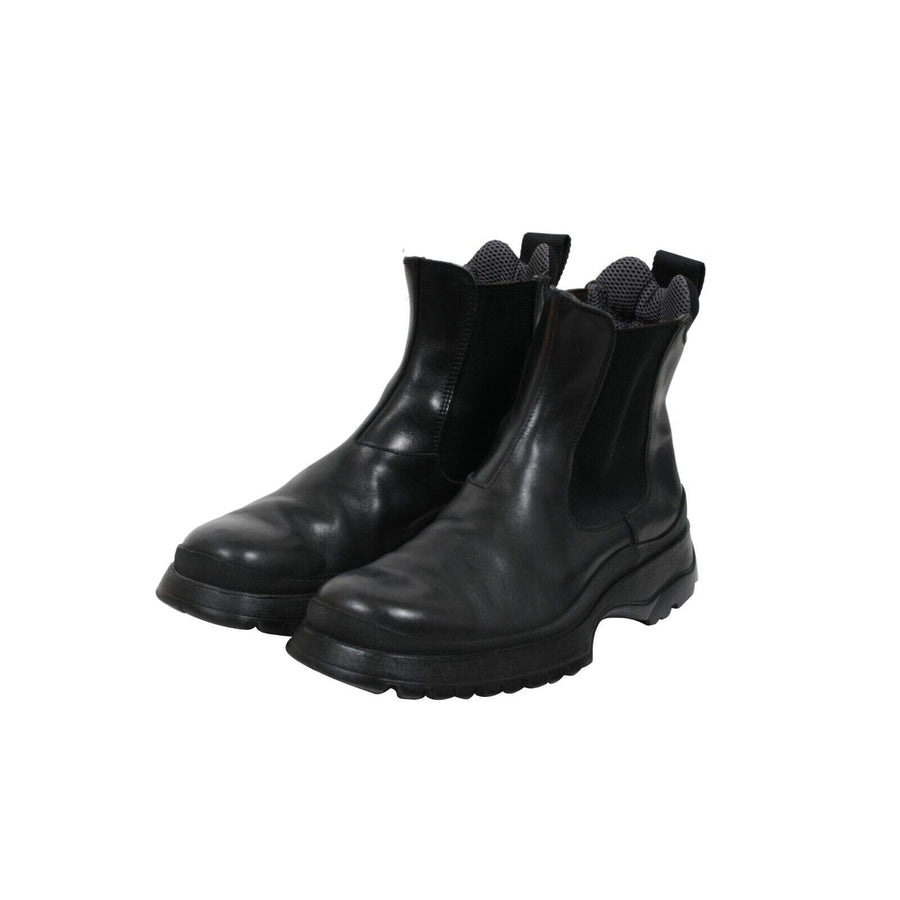 Black Leather Vibram Brixxen Chelsea Boots Vintage Prada 