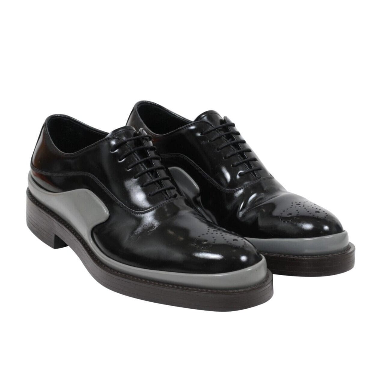 Prada Men Oxford Dress Shoes Black Leather Medallion Chunky Derby Uk9 US9 THE-ECHELON Prada Men Oxford Dress Shoes Black Leather Medallion Chunky Derby Uk9 US9 THE-ECHELON