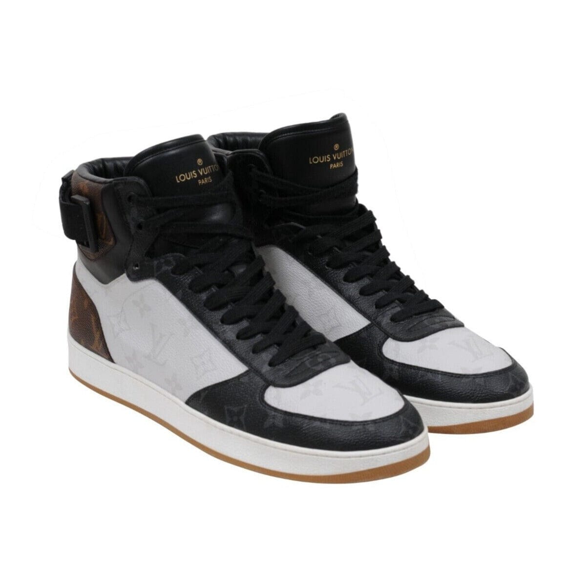Louis Vuitton Rivoli Sneakers Lv Logo Monogram Black White Brown