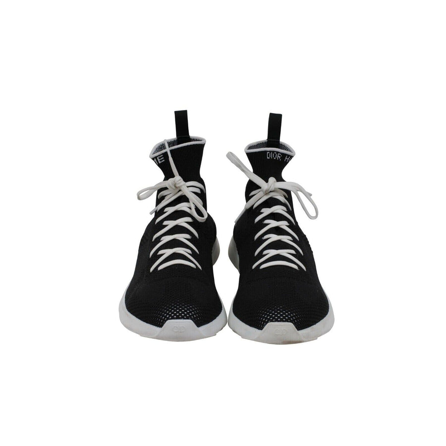 Black White Knit Sock High Top Sneakers DIOR 