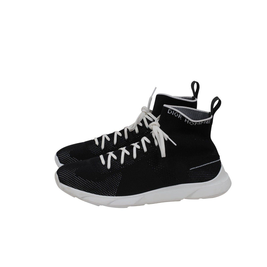 Black White Knit Sock High Top Sneakers DIOR 