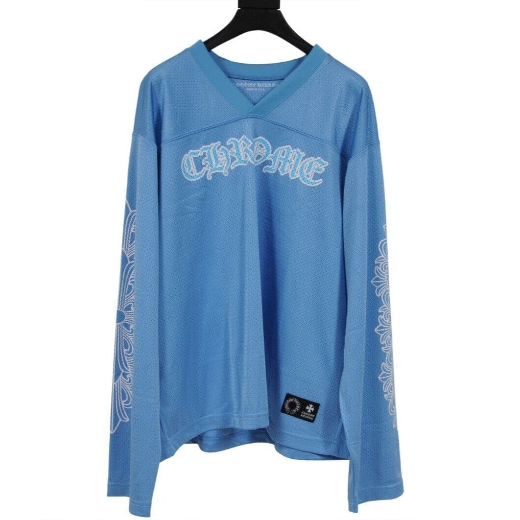 Chrome Hearts Blue White Long Sleeve Logo Jersey Size Large  THE-ECHELON