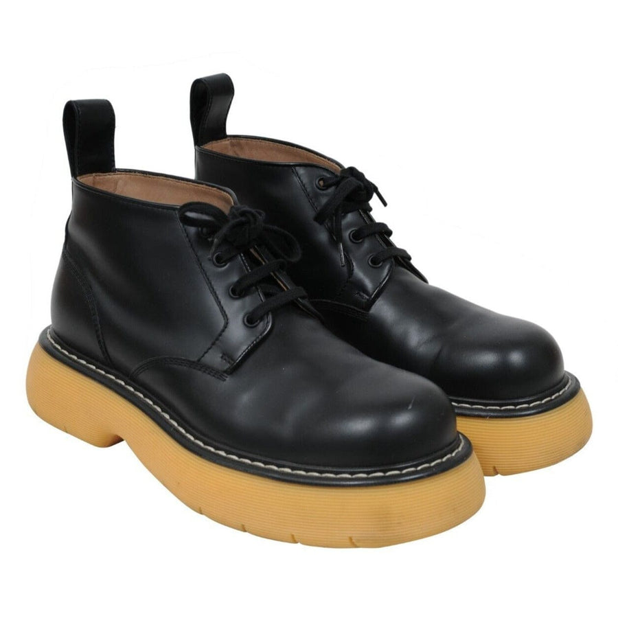 Bottega Veneta Men Bounce Ankle Boots US10 43 Black Tan Leather Chunky Gum Sole Bottega Veneta 