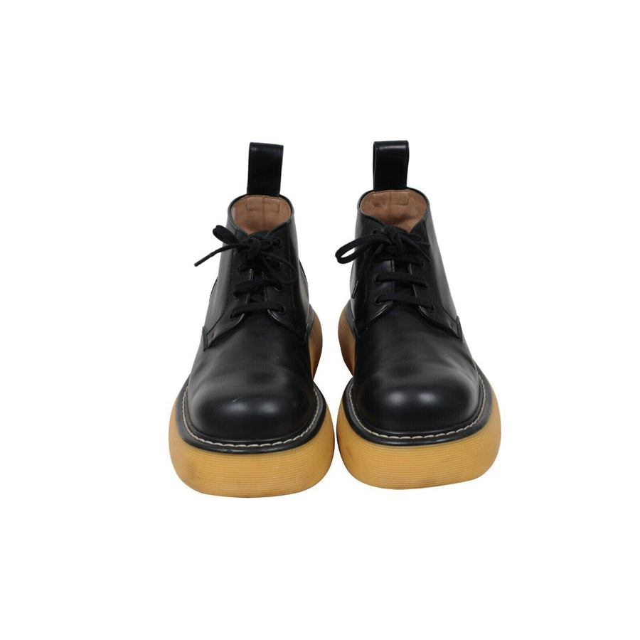 Bottega Veneta Men Bounce Ankle Boots US10 43 Black Tan Leather Chunky Gum Sole Bottega Veneta 