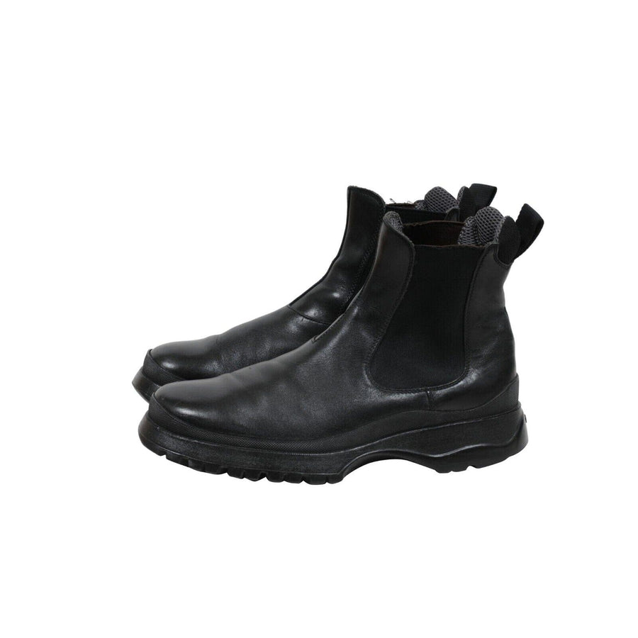 Brixxen Chelsea Boots Black Leather Hiking Lug Sole Shoe Prada 