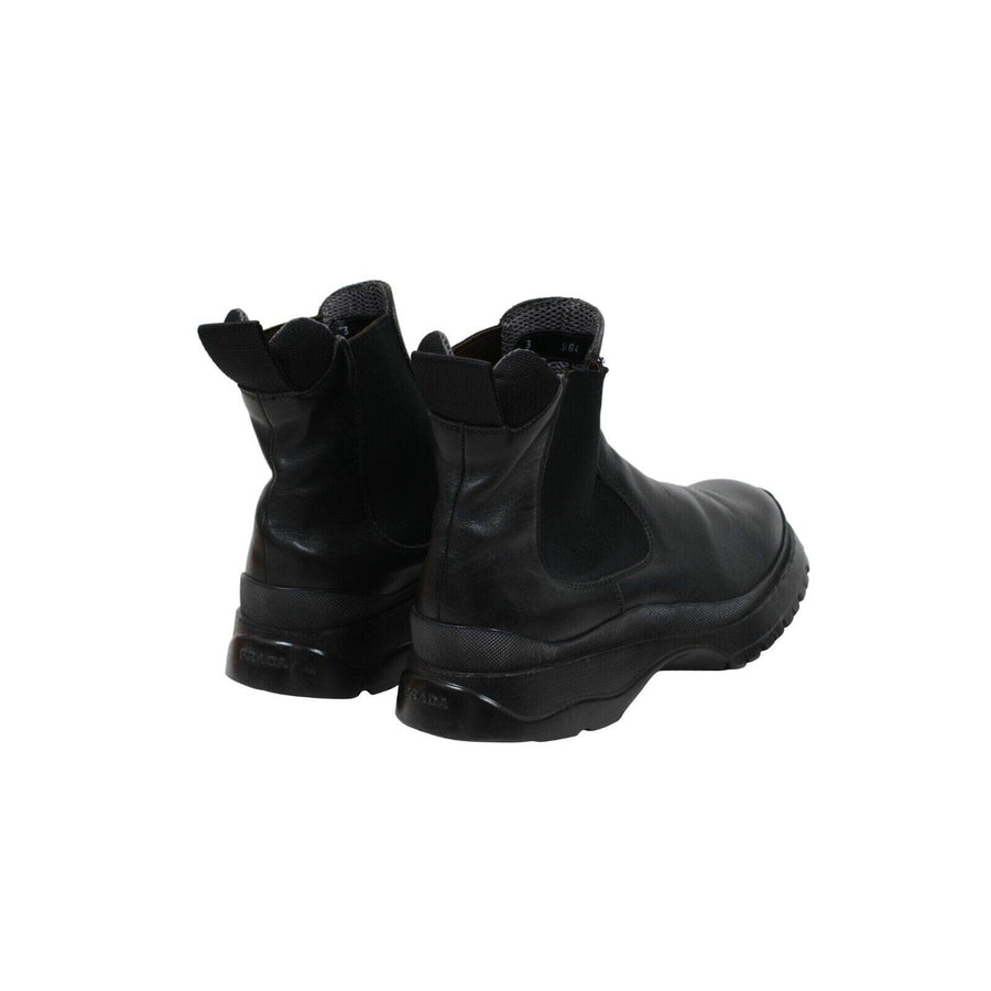Brixxen Chelsea Boots Black Leather Hiking Lug Sole Shoe Prada 