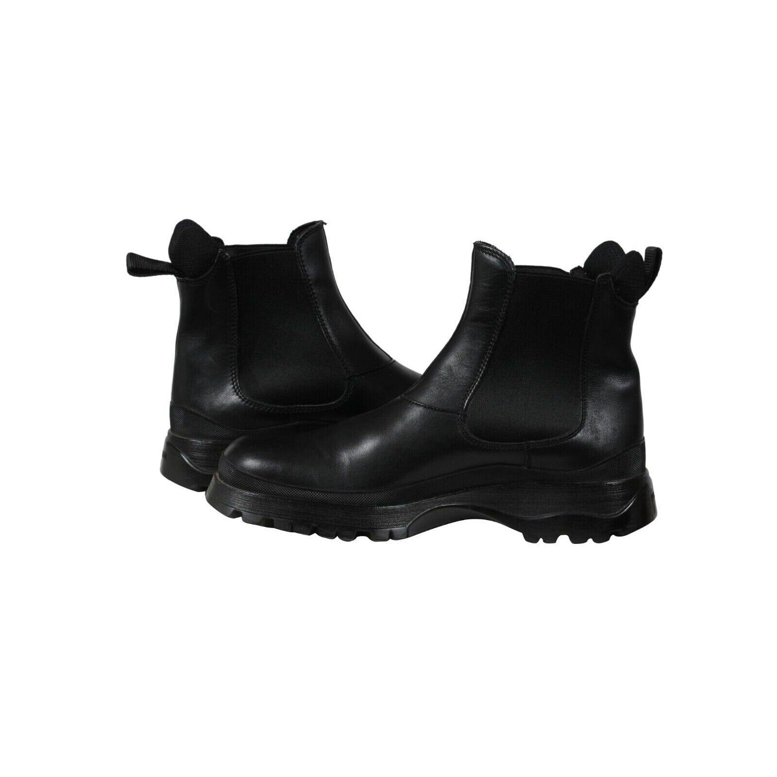 Prada Men Brixxen Chelsea Boots UK8 US9 Black Leather Mid Top 