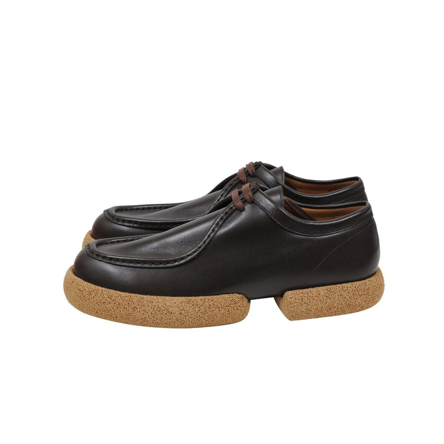 Brown Leather Chunky Oxford Cork Sole Platform Derby DRIES VAN NOTEN 