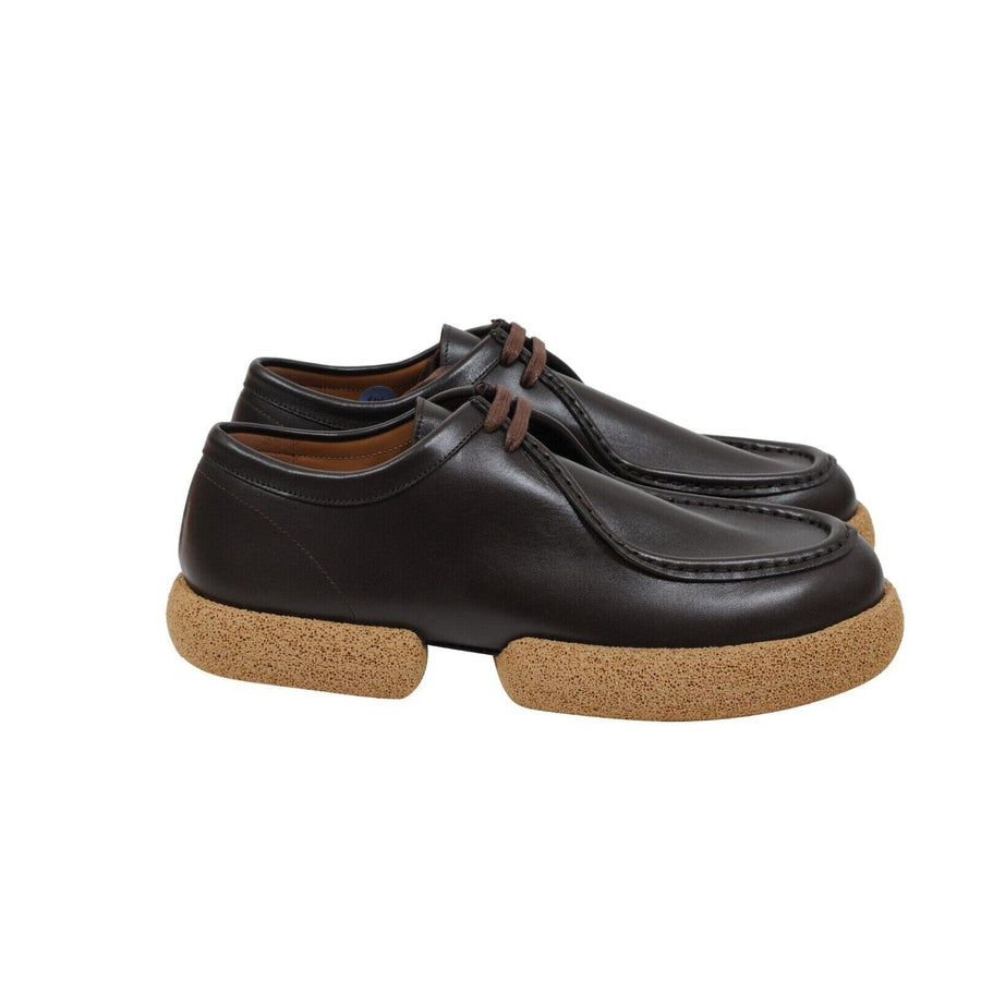 Brown Leather Chunky Oxford Cork Sole Platform Derby DRIES VAN NOTEN 