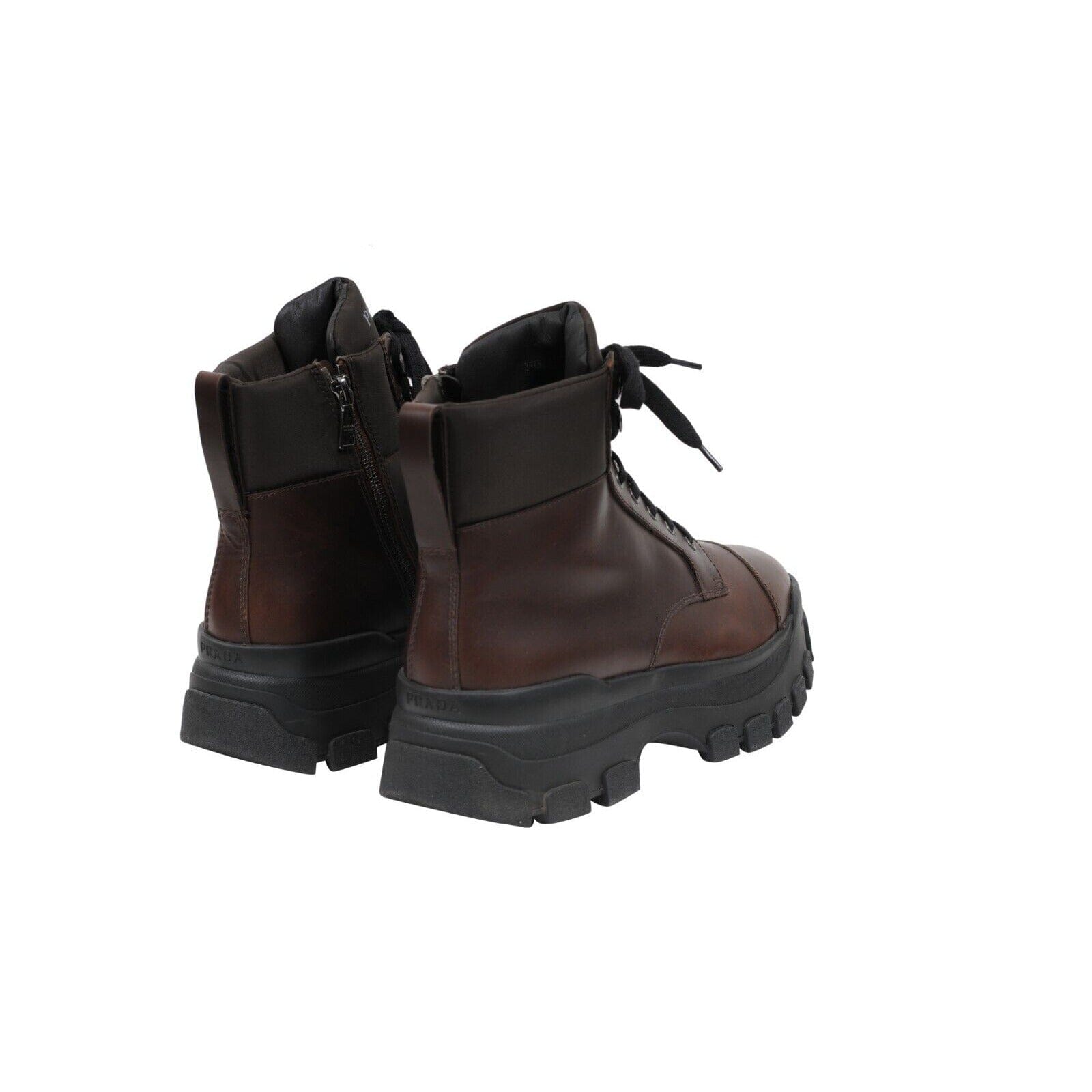 Prada Men’s Pull up Brown Leather Monolith Chunky Lug Sole Boot Elevate your boot game with these Guess stunners. ? The  main image 3