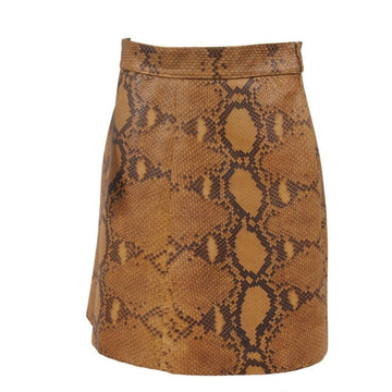 Brown Snakeskin Python Stamped Leather Mini Skirt GUCCI 
