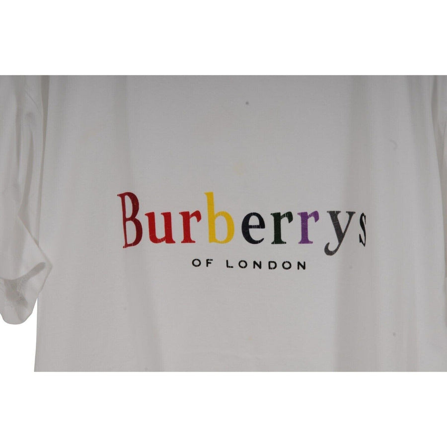 Burberry Men Rainbow Burberrys Logo T Shirt Size Large White Rainbow 100% Cotton Burberry 