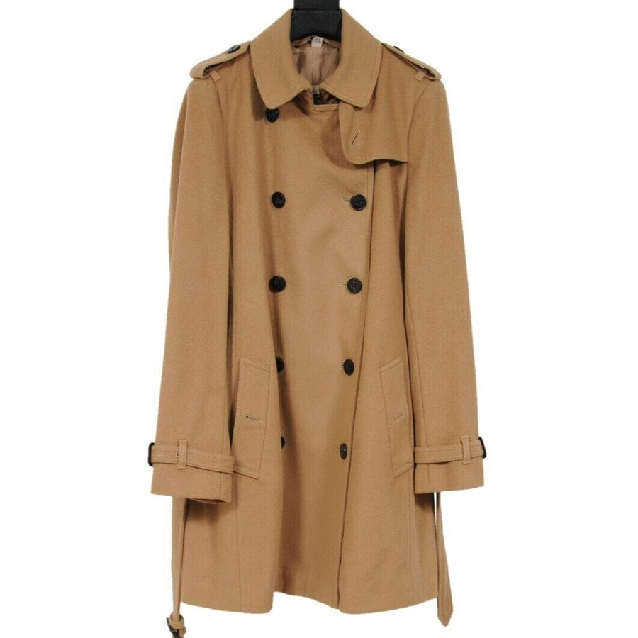 Burberry Women Double Breasted Belted Trench Coat IT 44 US 10 Tan Wool Cashmere THE ECHELON