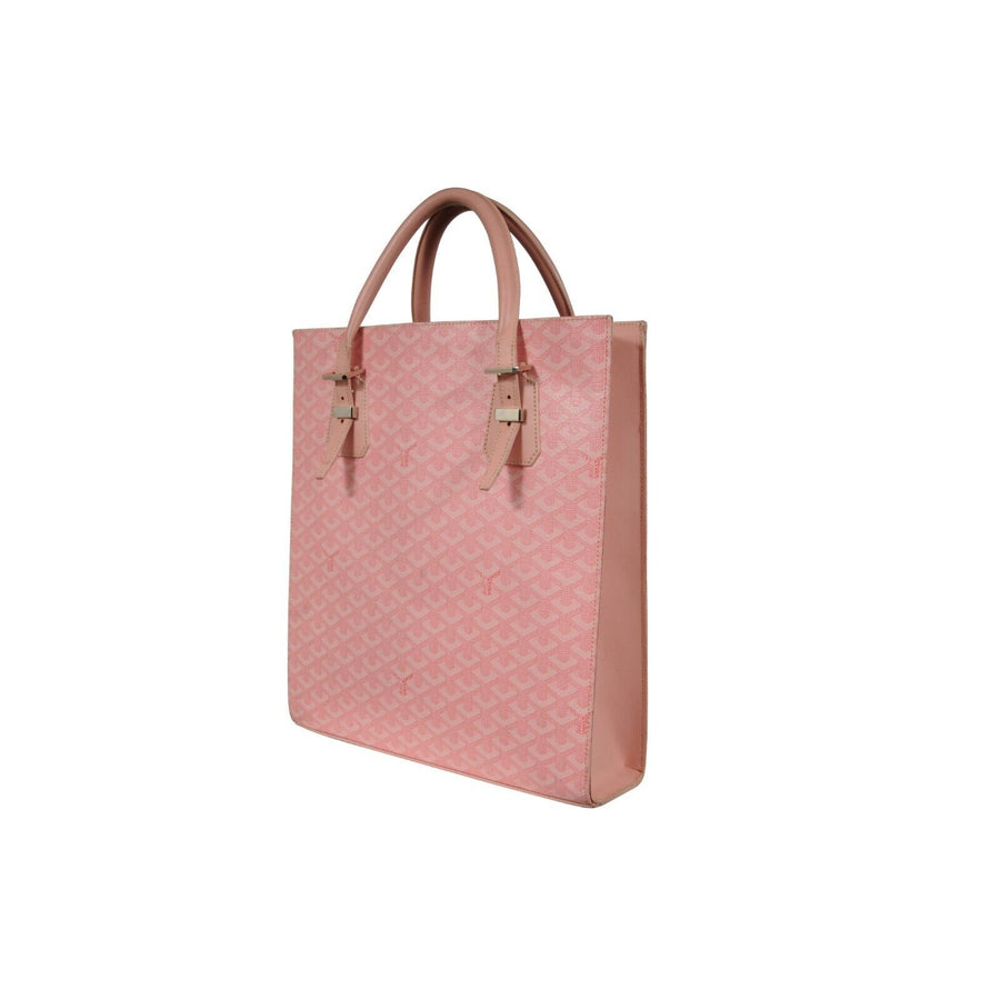 Goyard Camores Tote Bag Pale Pink Purple Striped Canvas Travel Top Handle Bag