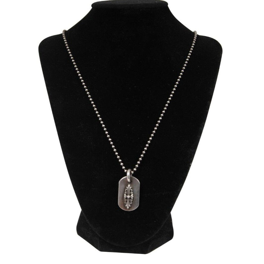 Cemetery Cross Dog Tag Logo 925 Silver Ball Chain Necklace Chrome Hearts 