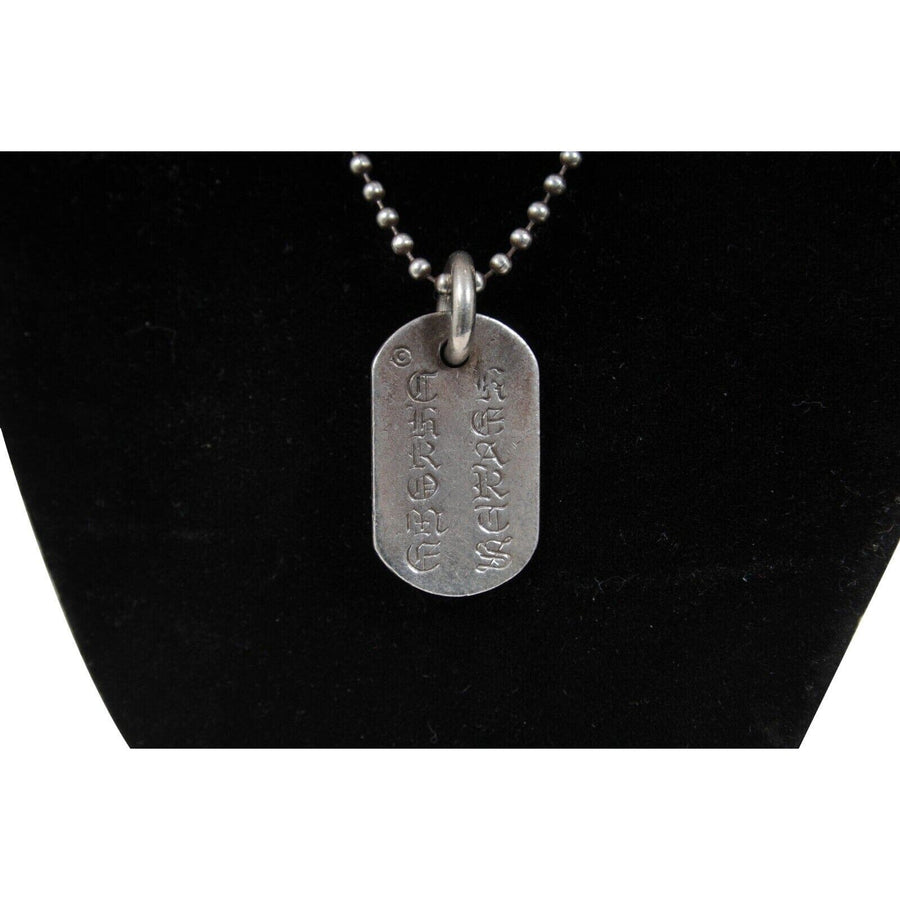Cemetery Cross Dog Tag Logo 925 Silver Ball Chain Necklace Chrome Hearts 
