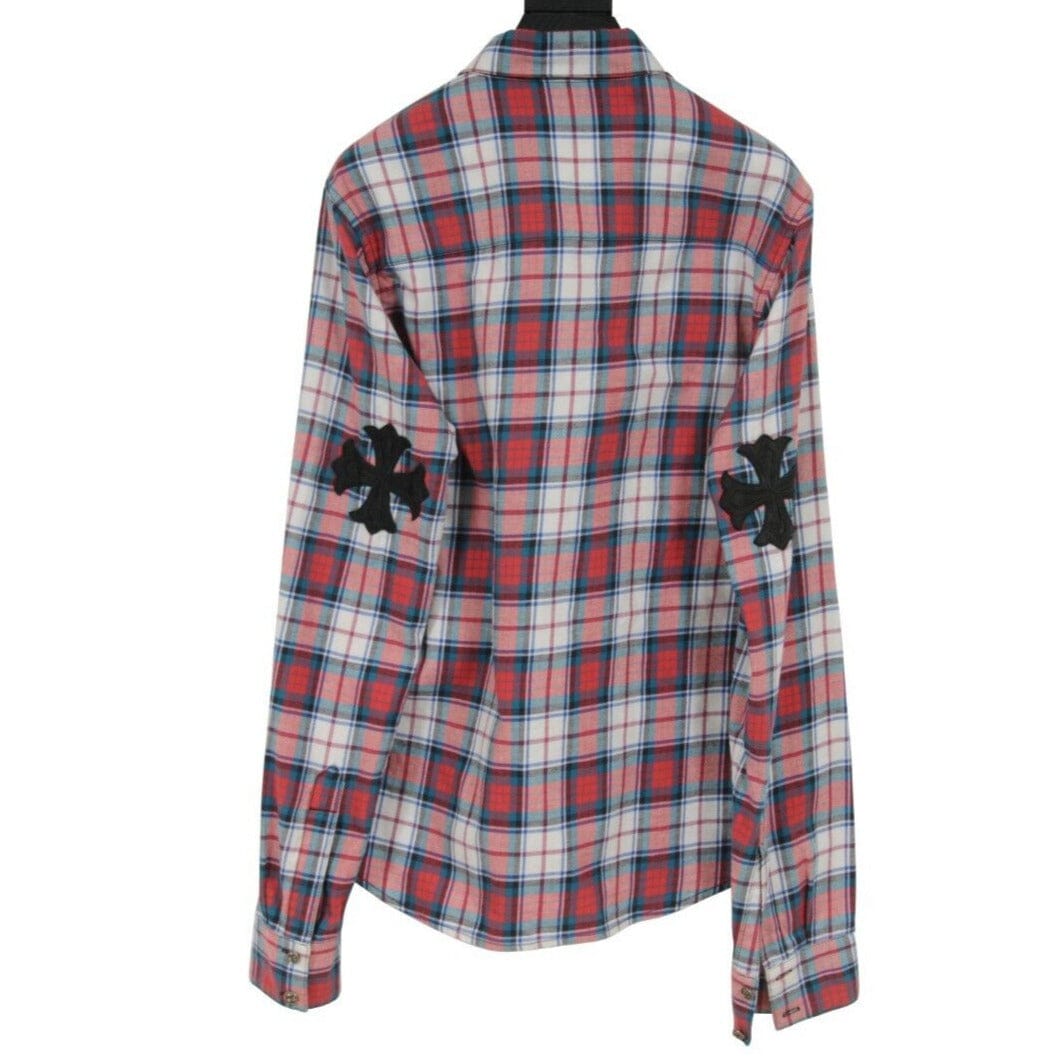 Chrome Hearts Womens Cross Patch Flannel Small Red Green Plaid Button Down Shirt – THE-ECHELON Chrome Hearts Womens Cross Patch Flannel Small Red Green Plaid Button Down Shirt – THE-ECHELON
