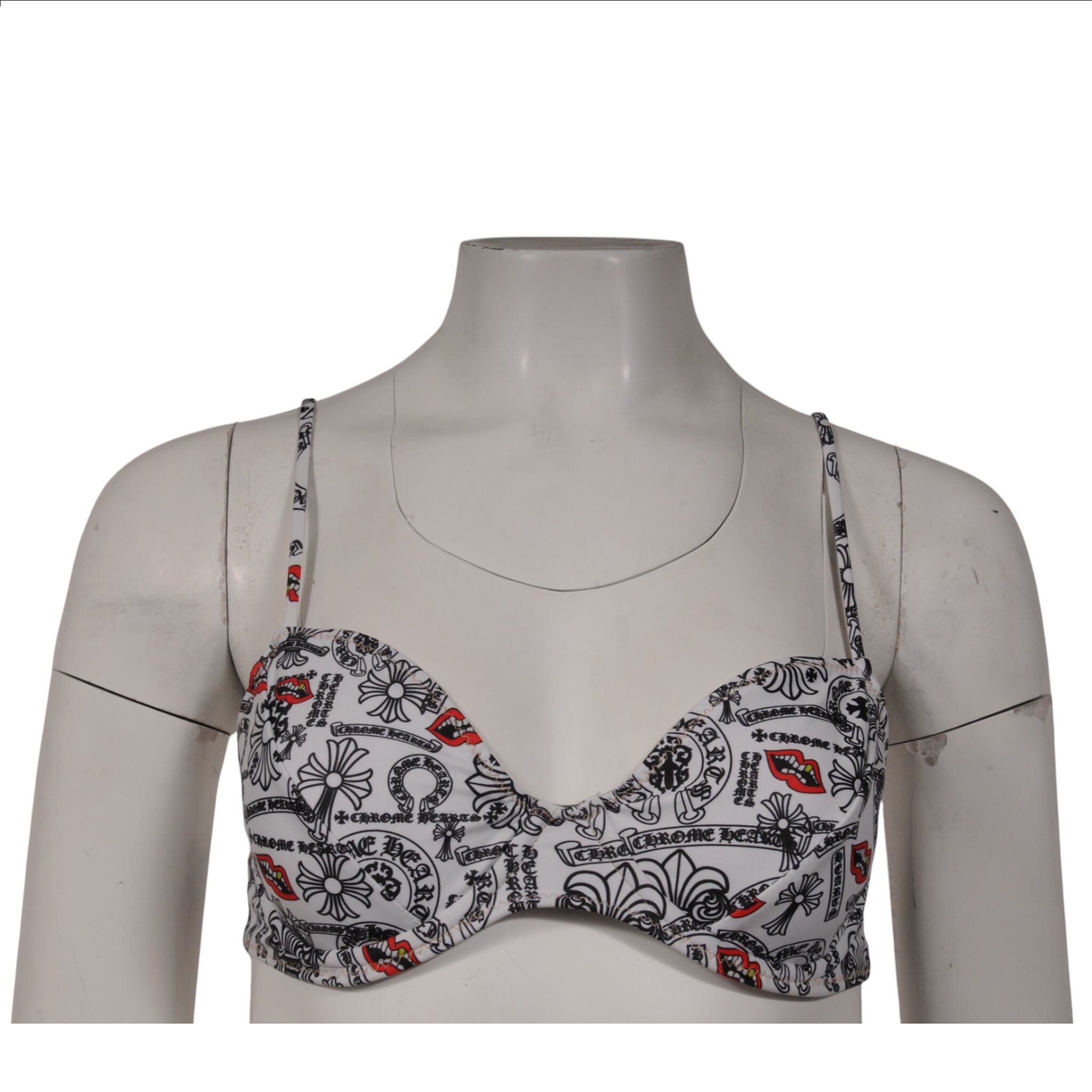 Chrome Hearts Dipped in Blue Matty Boy Bikini Top White Black Red