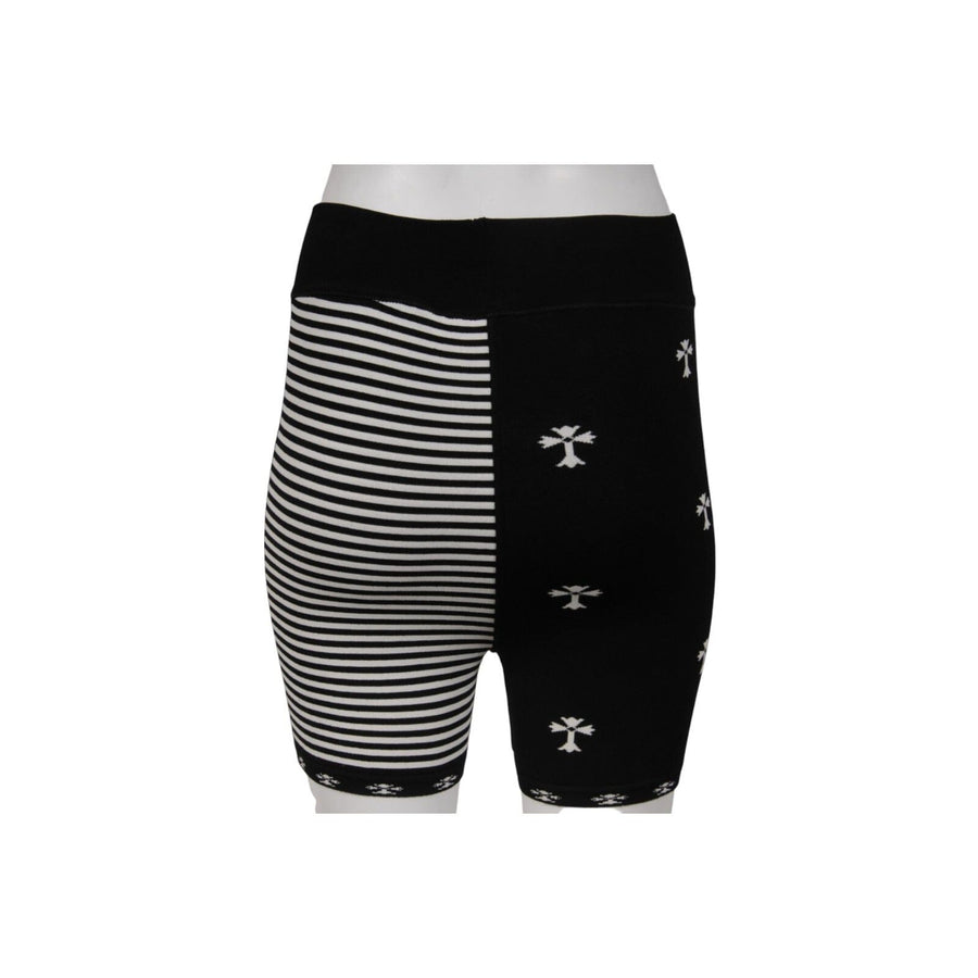 Chrome Hearts Women Split Shorts Size Medium Black White Striped Cross