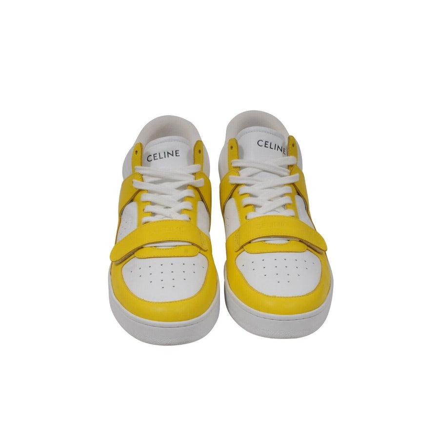 CT 02 Mid Top Sneakers Yellow White Leather Trainers Celine 