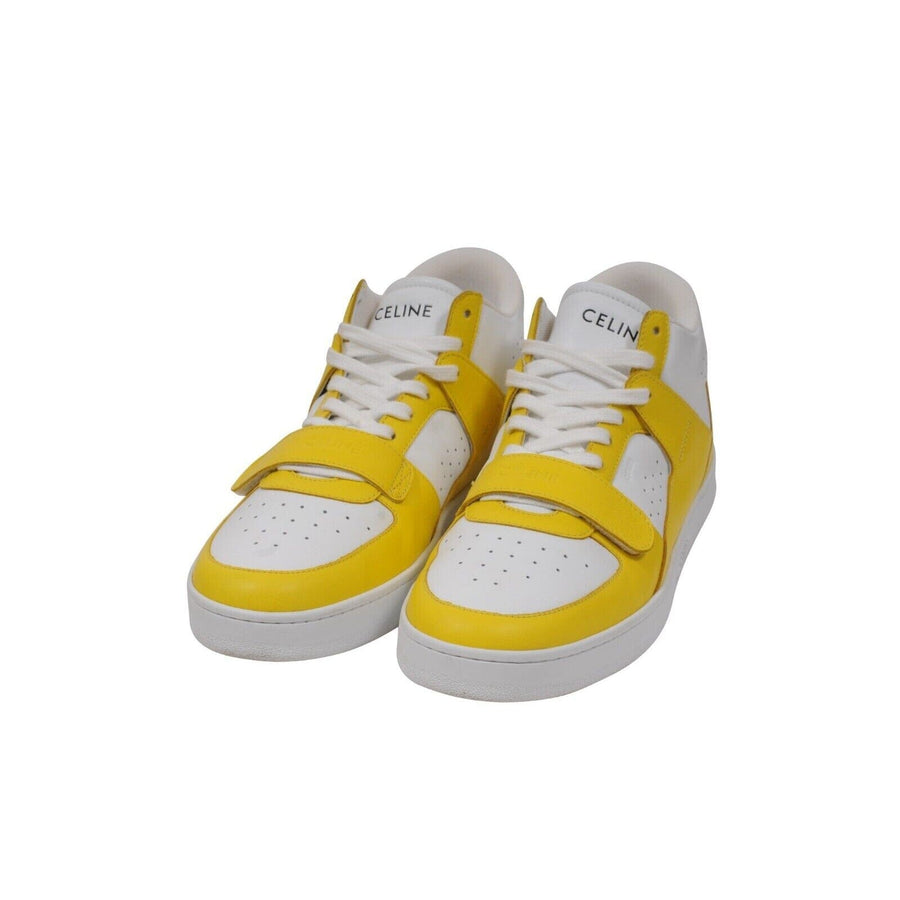 CT 02 Mid Top Sneakers Yellow White Leather Trainers Celine 