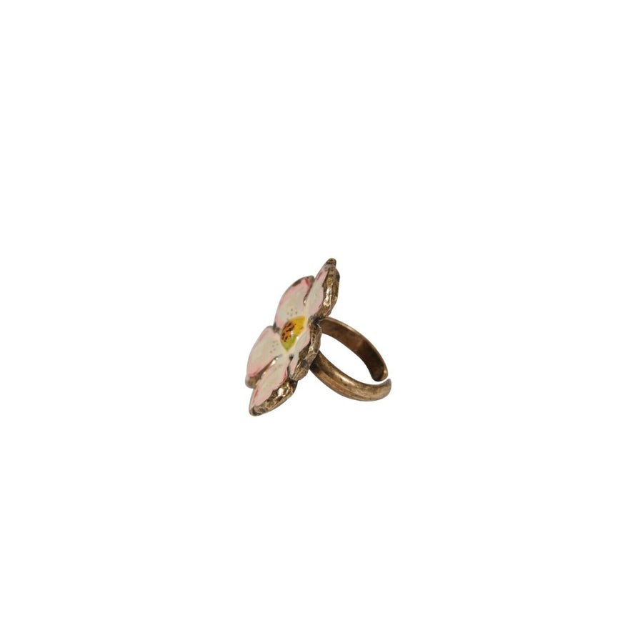 Christian Dior Vintage John Galliano Flower Ring Size US 5 White Pink Yellow Brw