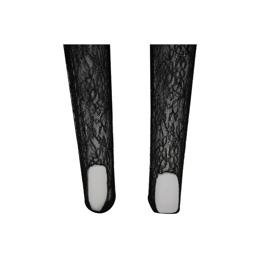 Chanel 20A Floral Jumpsuit Black Sheer Lace CC Loog Long Sleeve Stirrup