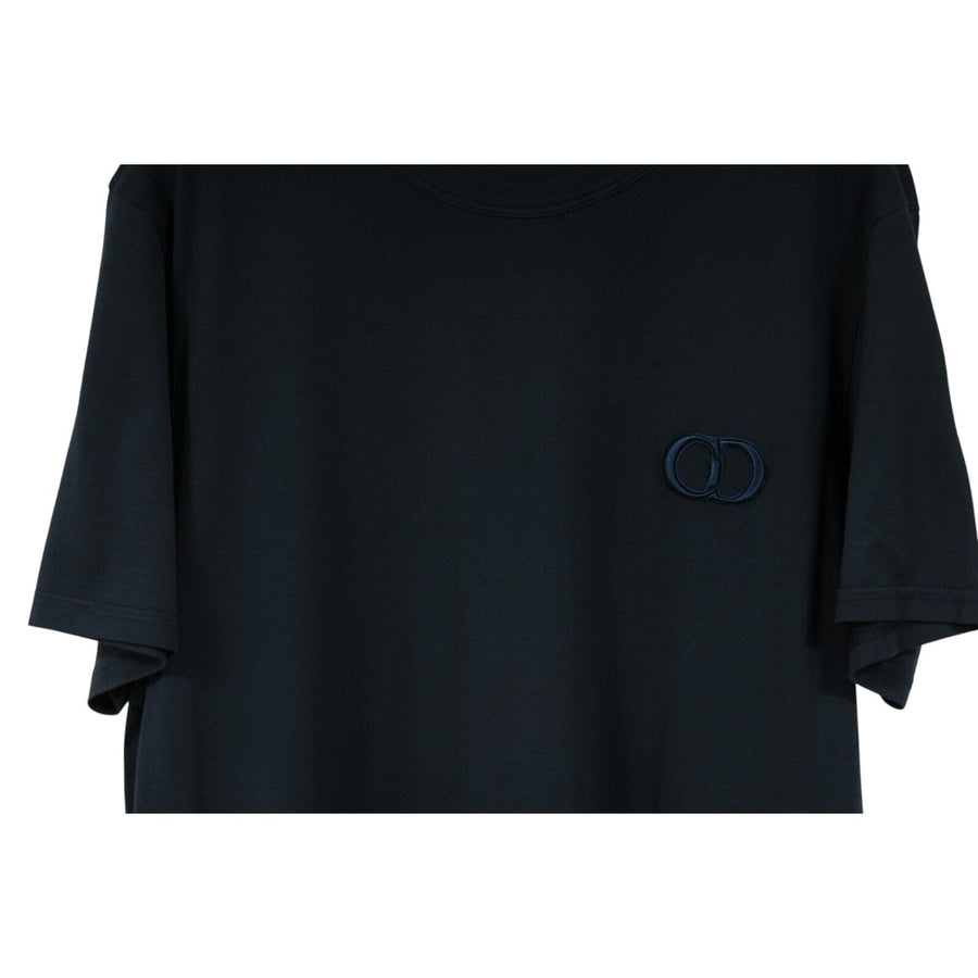 Dior Mens Embroidered CD Logo T Shirt Size XL Navy Blue Teal
