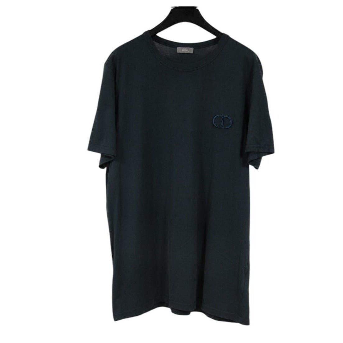 Dior Mens Embroidered CD Logo T Shirt Size XL Navy Blue Teal