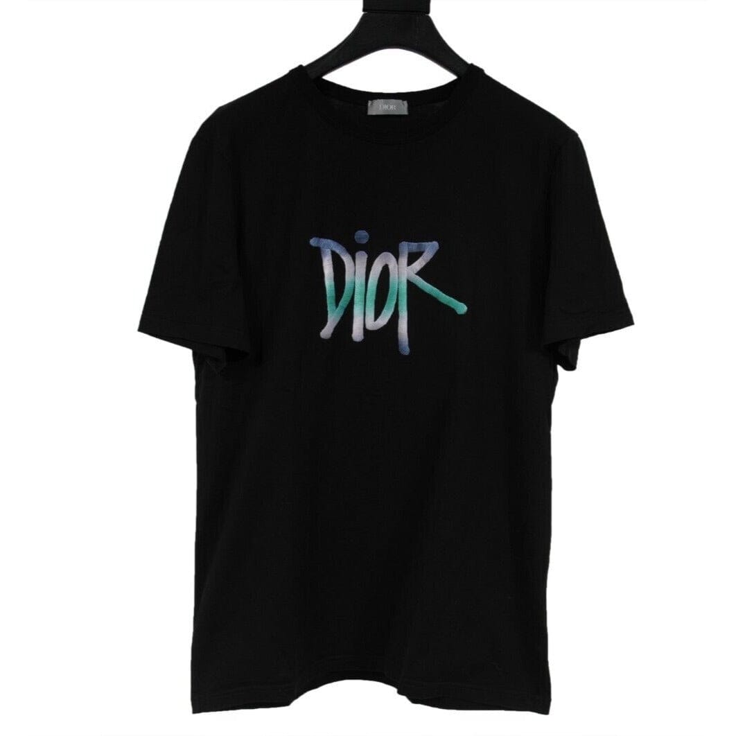 Dior Mens SHAWN STUSSY Gradient Logo T Shirt Size Large Black 100