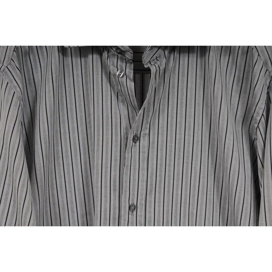 Dolce & Gabbana Mens Martini Striped Button Down Shirt Size 17 / 43 Gray Black Dolce & Gabbana 
