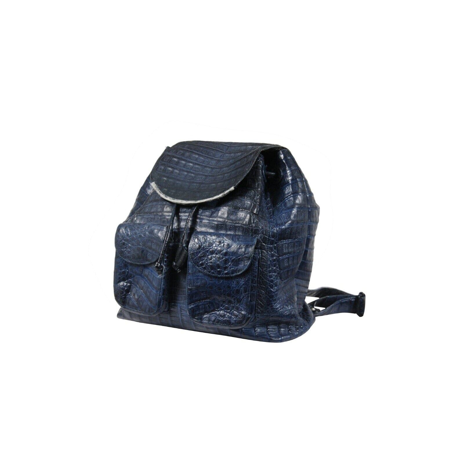 Nancy Gonzalez Womens Drawstring Crocodile Mini Backpack Navy Blue Leather Travel – THE-ECHELON