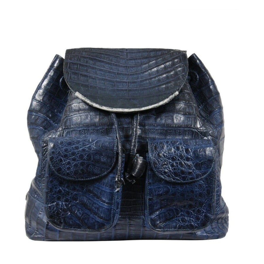 blue leather drawstring backpack Nancy Gonzalez Womens Drawstring Crocodile Mini Backpack Navy Blue Leather  Travel – THE-ECHELON