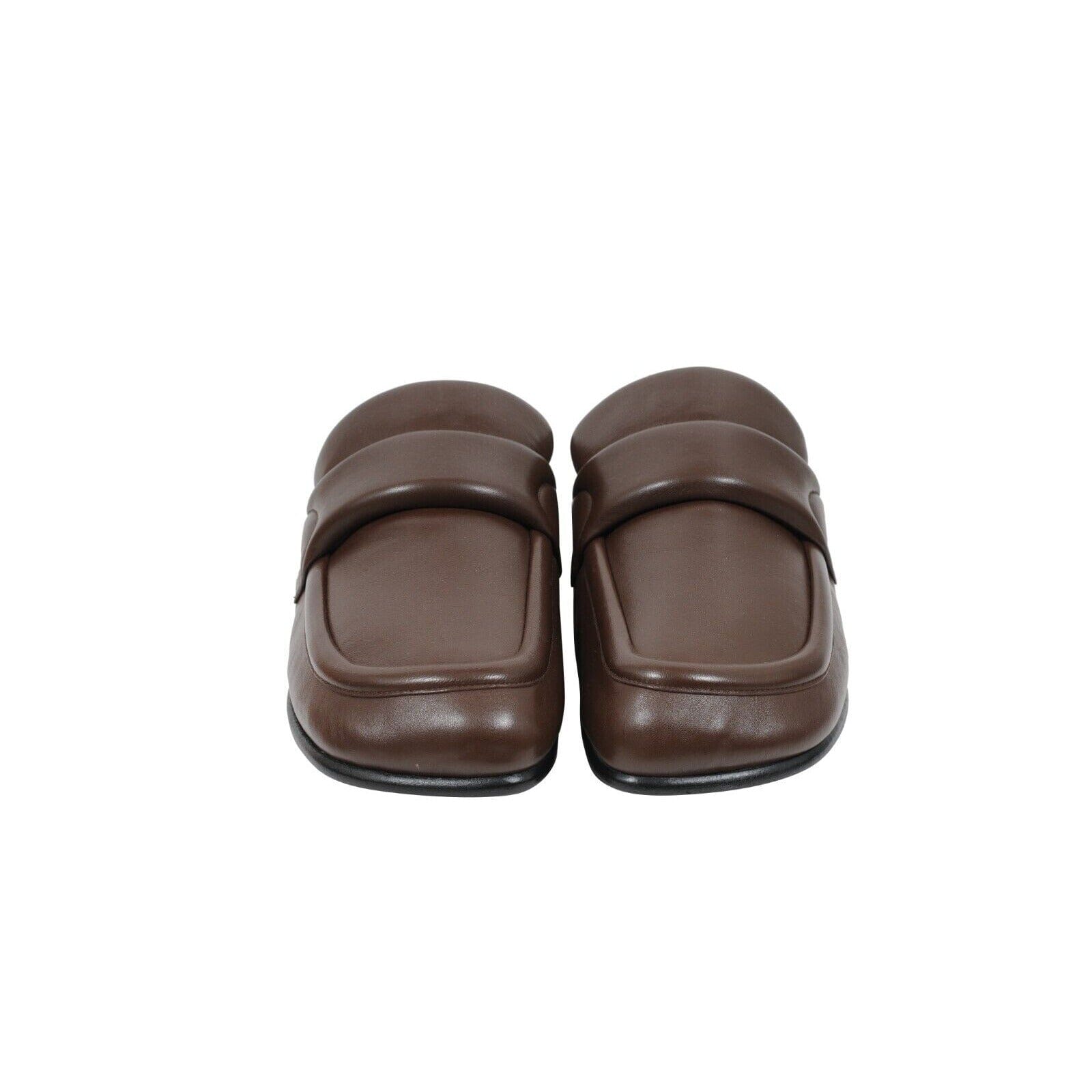 DRIES VAN NOTEN PADDED BROWN LEATHER SLIP-ONS (w/Orig. Box and Shoe Bag) Dries Van Noten Small Embossed Leather Envelope Clutch Bag  main image 4