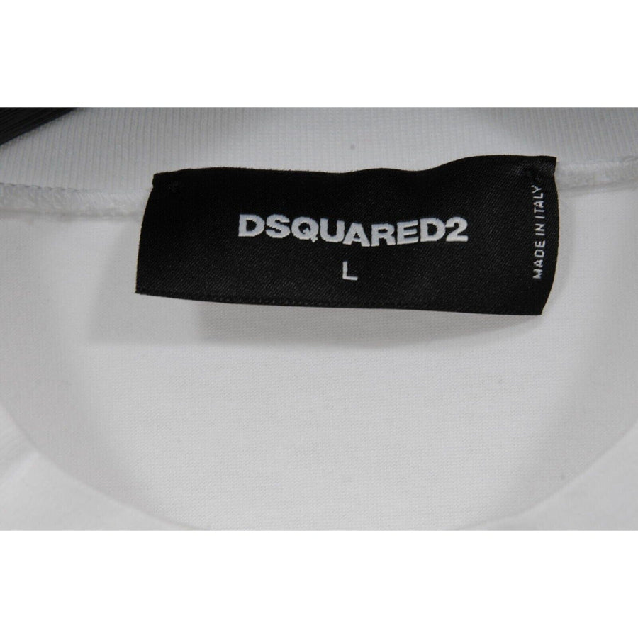 Dsquared2 Mens ICON Logo T Shirt Size Large White Black 100% Cotton Short Sleeve DSQUARED2 