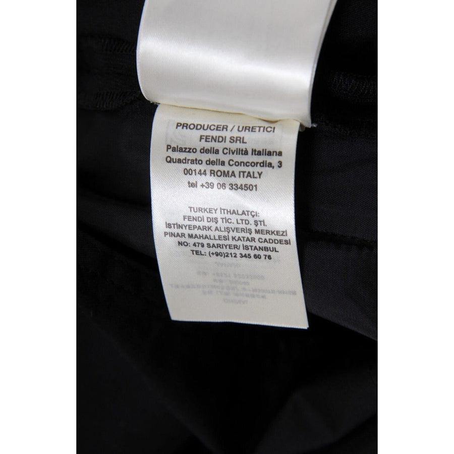 Fendi Mens FF Logo Track Pants 50 Medium Black Brown Tuxedo Striped Cotton Blend Fendi 