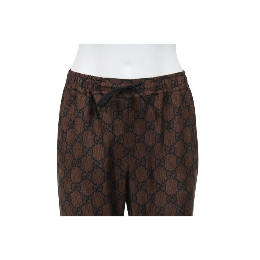 GG Supreme Logo Joggers XS Brown Silk Side Stripe Sweat Track Pants Gucci 