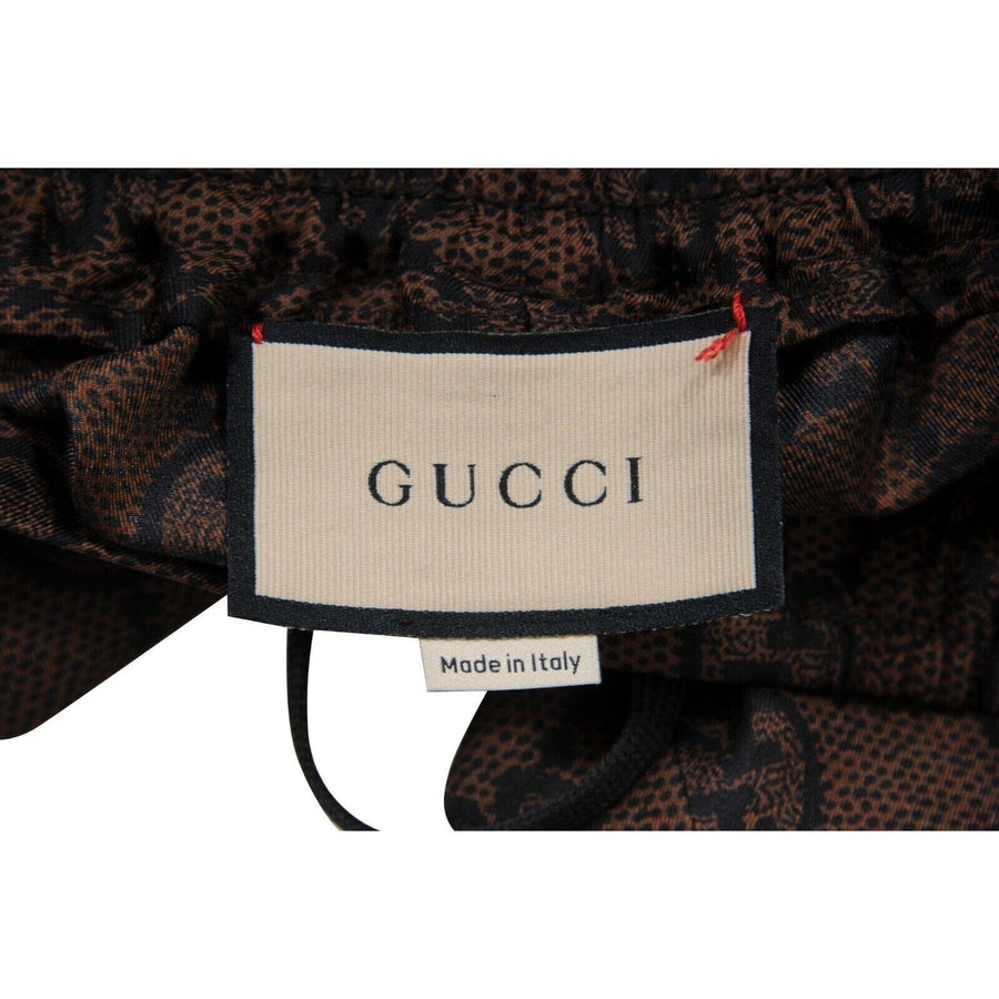 GG Supreme Logo Joggers XS Brown Silk Side Stripe Sweat Track Pants Gucci 