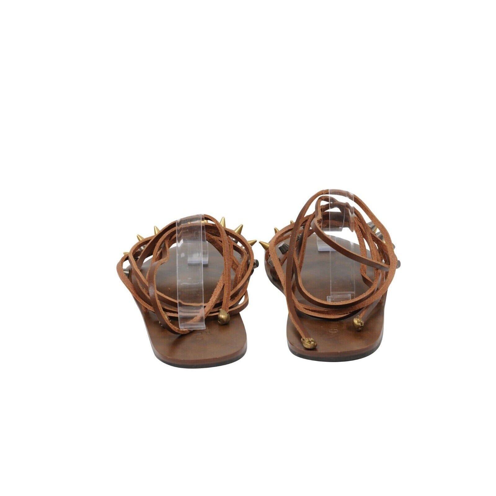 Gucci Men Gladiator Sandals G11 US11.5 Brown Leather Strapped Studded Rope Flats size 11G 11.5 US Gucci GG Canvas Slide Sandals Straps Beige  main image 4