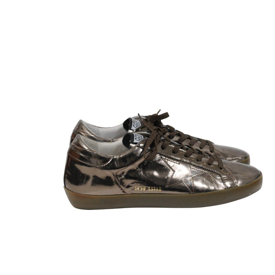 Golden Goose Mens Superstar Sneakers US 8 EU 41 Bronze Brown Metallic Leather Golden Goose 