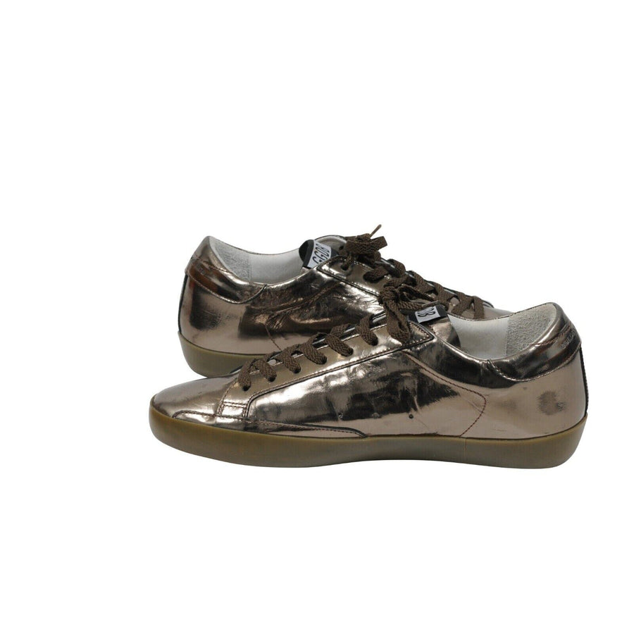 Golden Goose Mens Superstar Sneakers US 8 EU 41 Bronze Brown Metallic Leather Golden Goose 